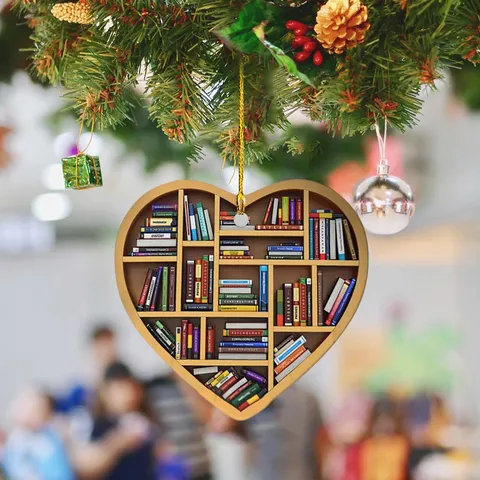 Acrylic Heart Bookshelf Hanging Ornament Creative Car Interior Decor Pendant Books Pattern Home Decoration Gift