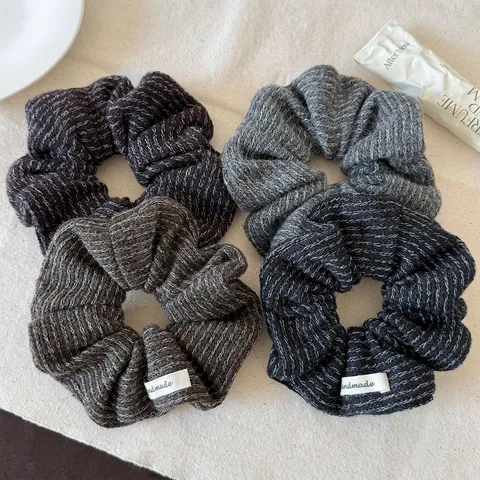 Dames Gebreide Stof Scrunchie Koreaanse Stijl Eenvoudig Effen Kleur Elastische Haarelastiek Paardenstaart Houder Handgemaakt Haarring Accessoire
