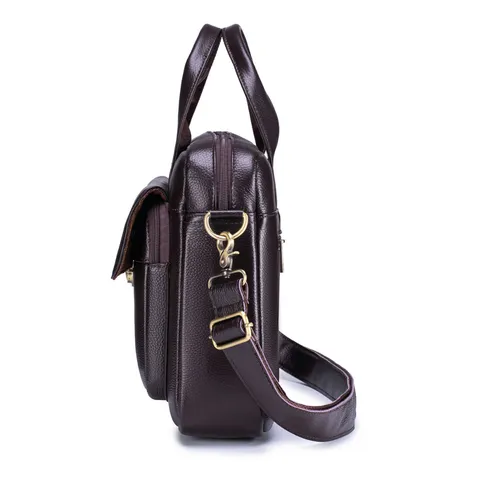 Borsa Ventiquattrore in Vera Pelle da Uomo Viaggio d'Affari Borsa a Mano in Pelle Bovina Strato Superiore Borsa Impermeabile per Laptop