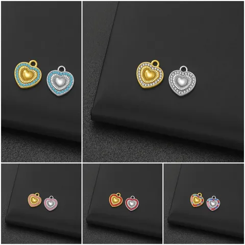 Colgante de Corazón de Acero Inoxidable 304 Con Strass Incrustado Accesorios para Hacer Joyas DIY Dijes en Forma de Corazón Oro Plata para Collar Pulsera Artesanía