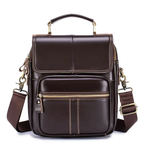 Men's Genuine Leather Crossbody Bag Business Casual Vintage Messenger Bag Top Layer Cowhide Shoulder Handbag For Men
