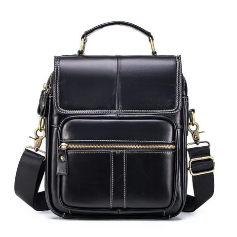 Men's Genuine Leather Crossbody Bag Business Casual Vintage Messenger Bag Top Layer Cowhide Shoulder Handbag For Men