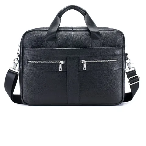 Men's Genuine Leather Briefcase Vintage Top Layer Cowhide Business Laptop Bag Large Capacity Casual Shoulder Messenger Bag