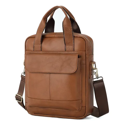 Men Genuine Leather Crossbody Bag Vintage Top Layer Cowhide Business Casual Shoulder Bag Messenger Bag For Men