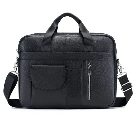 Men Genuine Leather Briefcase Business Laptop Bag Vintage Casual Crossbody Shoulder Bag Large Capacity Travel Handbag