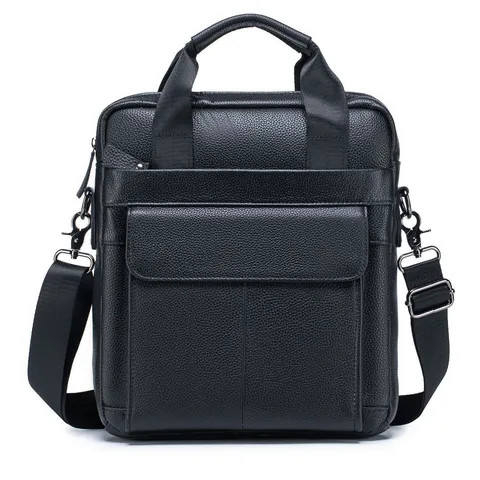 Men Genuine Leather Briefcase Vintage Top Layer Cowhide Business Commute Laptop Bag Waterproof Handbag For Men