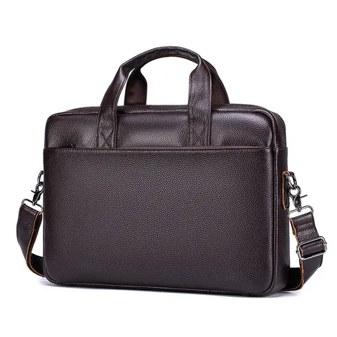 Men's Genuine Leather Business Briefcase Large Capacity Laptop Bag Urban Minimalist Top Layer Cowhide Handbag For Work Commute