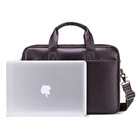Men's Genuine Leather Business Briefcase Large Capacity Laptop Bag Urban Minimalist Top Layer Cowhide Handbag For Work Commute