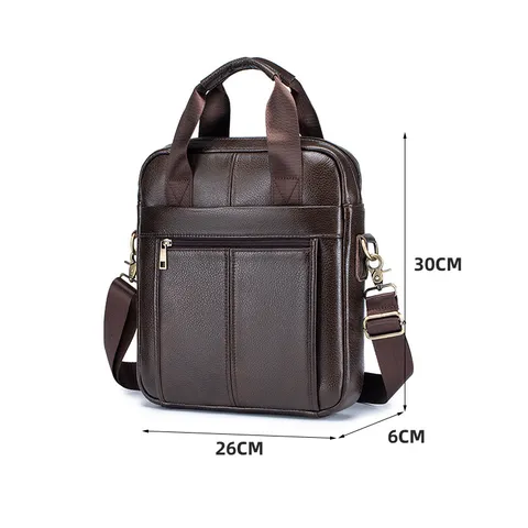 Men's Genuine Leather Shoulder Bag Business Casual Messenger Bag Vintage Cowhide Briefcase Crossbody Bag