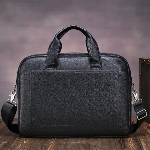 Men's Genuine Leather Briefcase Vintage Top Layer Cowhide Business Laptop Bag Large Capacity Casual Commuting Handbag