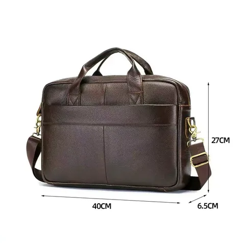 Men Business Briefcase Genuine Leather Retro Top Layer Cowhide Laptop Handbag Urban Minimalist Office Travel Bag