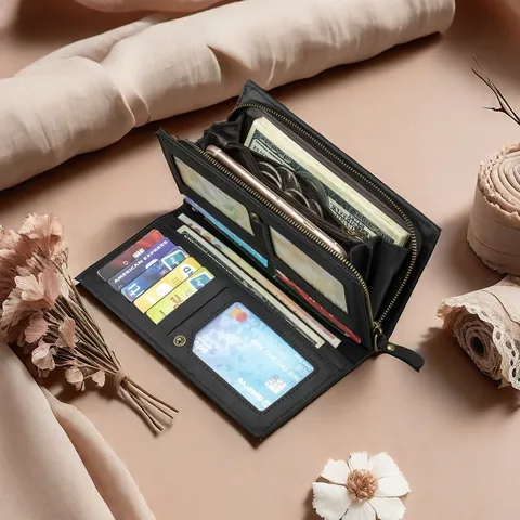 Men Genuine Leather Long Wallet Vintage Cowhide Zipper Clutch Bag Large Capacity Multi Card Slot Business Purse