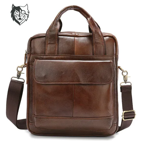Men Business Briefcase TopLayer Cowhide Large Capacity Messenger Bag Retro Commuter Laptop Handbag For Men