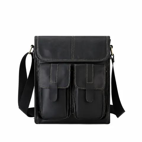 Men Retro Oil Wax Leather Shoulder Crossbody Bag Business Casual Top Layer Cowhide Messenger Bag