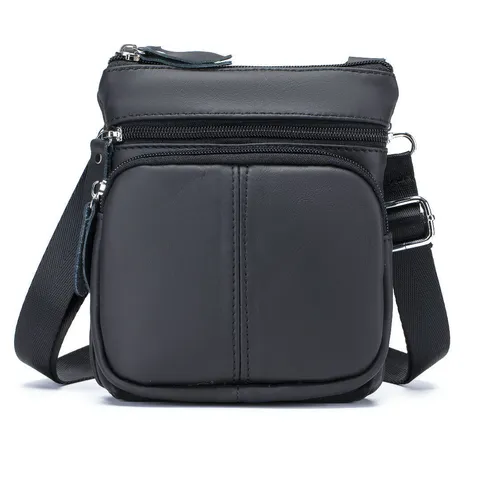 Men Genuine Leather Crossbody Bag Vintage Top Layer Cowhide Business Casual Shoulder Bag Multi Pocket Chest Bag