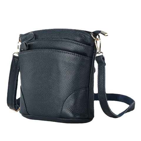 Women Genuine Leather Crossbody Bag Large Capacity Bucket Shoulder Bag Casual Daily Top Layer Cowhide Handbag With Zipper