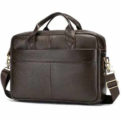 Men Business Briefcase Genuine Leather Retro Top Layer Cowhide Laptop Handbag Urban Minimalist Office Travel Bag