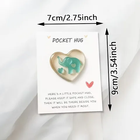 Mini Elefante de Acrílico Pocket Hug Con Tarjeta de Felicitación de Cita Inspiradora Token de Bolsillo Regalo para Amigos Familia