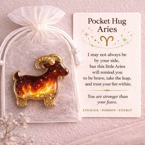 Acrylic Pocket Hug Zodiac Constellation Pendant Starry Sky Pocket Token Keepsake Gift With Storage Pouch