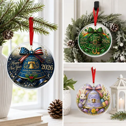 Acrylic American Anniversary Commemorative Bell Hanging Ornament Christmas Tree Hanging Decor Car Pendant