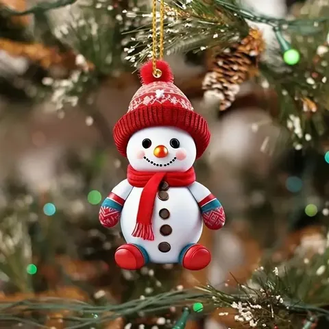 Christmas Cute Cartoon Character Car Acrylic Pendant Hanging Ornament Rearview Mirror Decor Party Gift