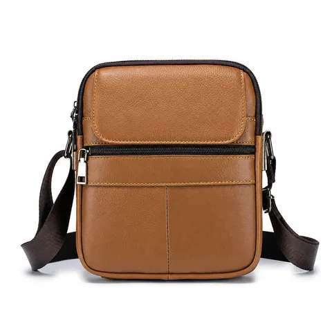 Men's Genuine Leather Crossbody Bag Vintage Top Layer Cowhide Shoulder Bag Multi Pocket Business Travel Messenger Bag