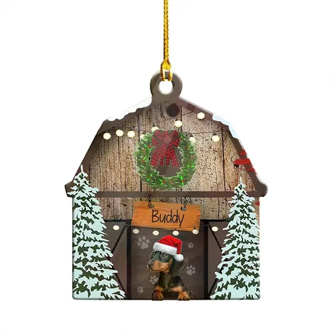 Noël Animal De Dessin Animé Acrylique Ornement Suspendu Décoration D'Arbre De Fête Festive Chien Teckel Maison Décor De Noël Pendentif