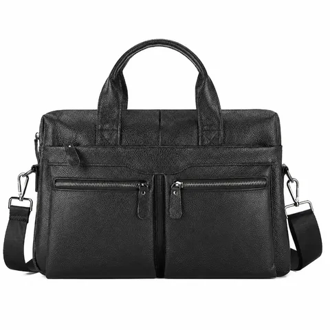Men Top Layer Cowhide Leather Briefcase Business Laptop Bag Large Capacity Professional Commuting Handbag