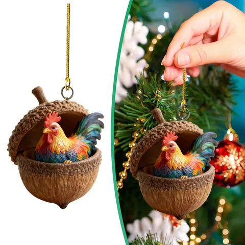 Adorno Colgante de Árbol de Navidad Acrílico de Bellota de Animal del Bosque Lindo Colgante de Animal de Piña de Pino Decoración de Fiesta