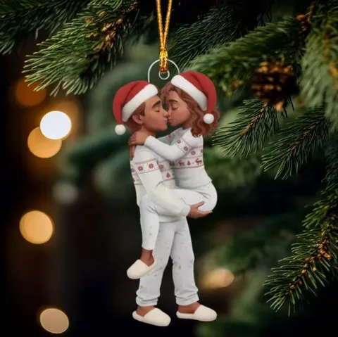 Couple Acrylic Car Rearview Mirror Hanging Ornament Cute Cartoon Lovers Pendant Home Bedroom Backpack Decor