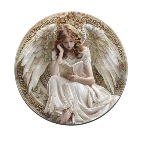 Round Angel Wall Hanging Plaque Retro Acrylic Art Home Decor Vintage Saint Madonna Wall Sign