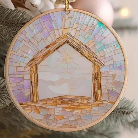 Ornamento Sospeso di Natale in Acrilico Scena della Natività Pace Colomba Croce Albero Festivo Decorazione per la Casa Ciondolo per Auto
