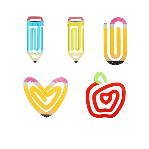 Acrylic DIY Blank Heat Transfer Paperclip Creative Pencil Apple Shape Decorative Bookmark Office School Stationery