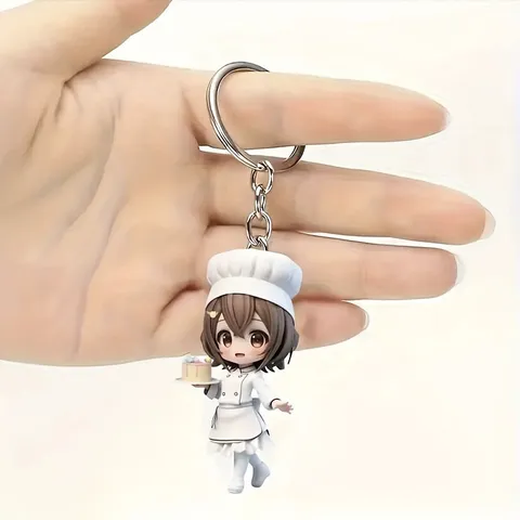 Süß Chef Mädchen Schlüsselanhänger Acryl Cartoon Anime Tasche Anhänger Charme Mode Schlüsselring Rucksack Dekoration Zubehör