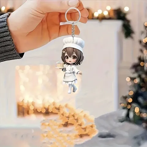 Süß Chef Mädchen Schlüsselanhänger Acryl Cartoon Anime Tasche Anhänger Charme Mode Schlüsselring Rucksack Dekoration Zubehör