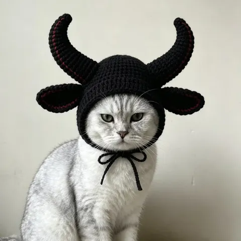 Chapeau de Chat d'Halloween Style Gothique Sombre Crâne Papillon Cornes Dentelle Maille Couvre-chef Chiens Fête Costume