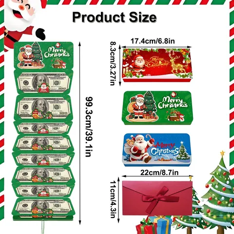 Merry Christmas Money Holder Set Santa Claus Paper Cash Pull Out Box With Tassels Holiday Party Gift Packaging Box 3 Pieces Set