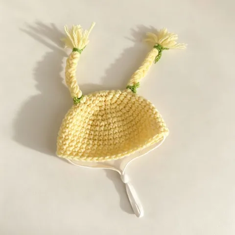 Hand Crochet Knitted Porch Goose Hat With Ponytail Braids Decorative Doll Costume Hat Christmas Halloween Party For Pet Porch Geese Doll