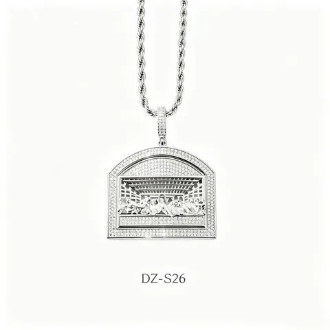 Hommes Hip Hop La Cène Pendentif Collier Laiton Zirconia Chaîne Torsadée Cubaine Bijou Cadeau
