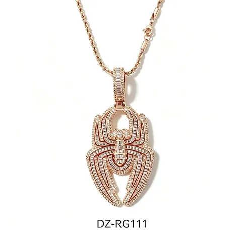 Hip Hop Cuivre Zirconia Araignée Pendentif Collier Hommes Femmes Tendance Animal Charme Chaîne Bijoux Cadeau