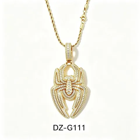 Hip Hop Cuivre Zirconia Araignée Pendentif Collier Hommes Femmes Tendance Animal Charme Chaîne Bijoux Cadeau