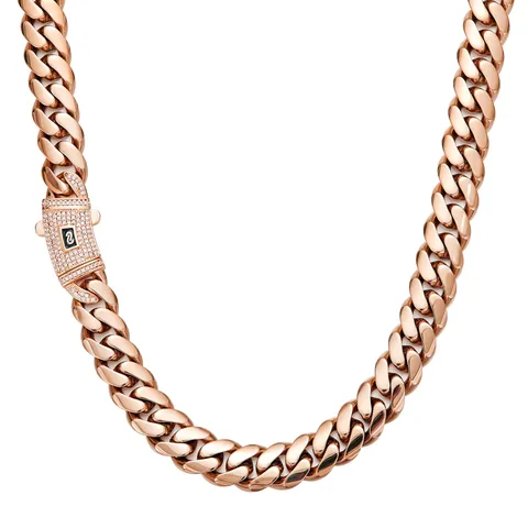 Hommes Hip Hop Chaîne Cubaine Pavée de Strass Collier Acier Inoxydable Plaqué Or Rose Chaîne à Maillons Lourds Bijoux de Mode