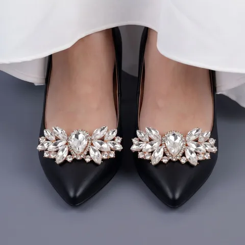 Luxury Rhinestone Crystal Shoe Clips Detachable Metal Shoe Buckles For Wedding Bridal Shoes Evening Party Women Accessories