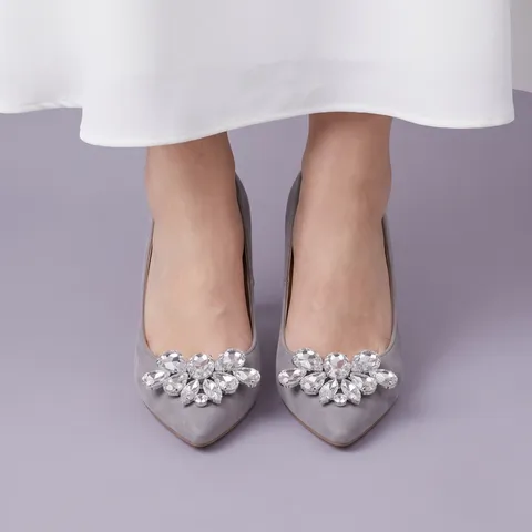 Rhinestone Shoe Clips Crystal Flower Shoe Charms For Bridal Wedding Shoes Party Evening High Heels Shoes Decoration