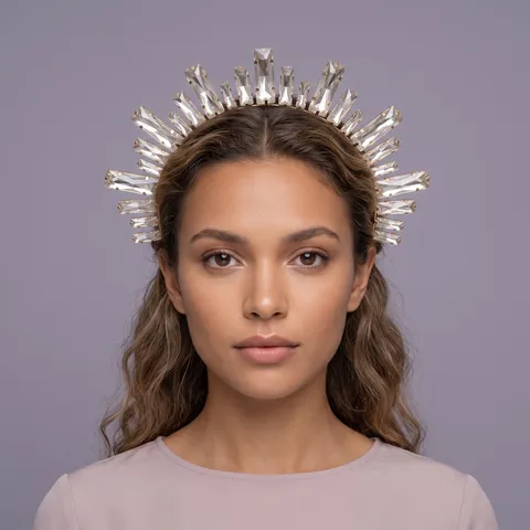 Luxury Retro Rhinestone Headband Crystal Sunburst Crown Hair Hoop Bridal Banquet Wedding Hair Accessory For Women
