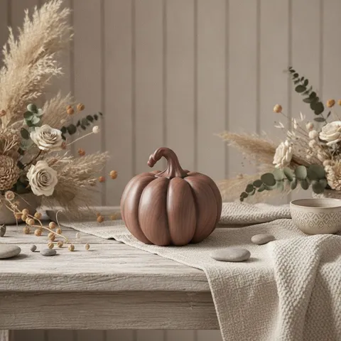 Eco Friendly Resin Pumpkin Ornament Water Transfer Printing Marble Wood Grain Tabletop Decor Four Season Home Decoration