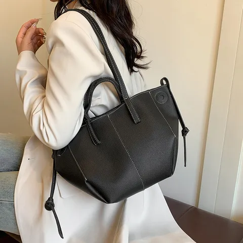 Γυναικεία Μεγάλη Χωρητικότητα Δερμάτινη Tote Bag PU Mόδα Casual Commuting Τσάντα Ώμου Chic Handbag Για Καθημερινή Εργασία