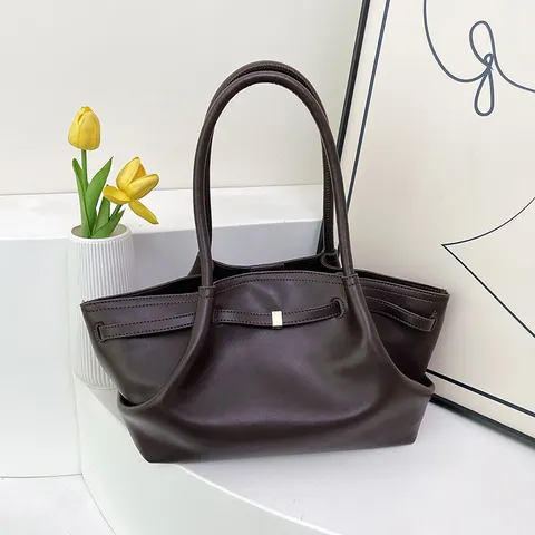 Γυναικείο Μεγάλης Χωρητικότητας Tote Bag PU Δέρμα Commuter Τσάντα Ώμου Μονόχρωμο Μεταλλική Κλειδαριά Casual Μόδα Τσάντα Χειρός