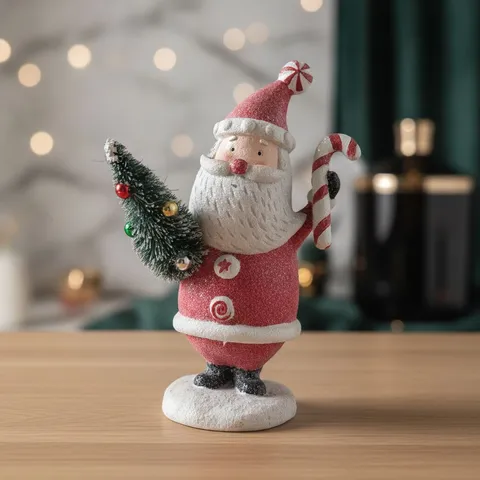 Creative Resin Santa Claus Figurine Christmas Tabletop Decoration Handcrafted Festive Holiday Home Decor Ornament