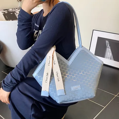 Γυναικείο Moda PU Δερμάτινο Tote Bag Μεγάλης Χωρητικότητας Monogram Τσάντα Ώμου Casual Τσάντα Χειρός